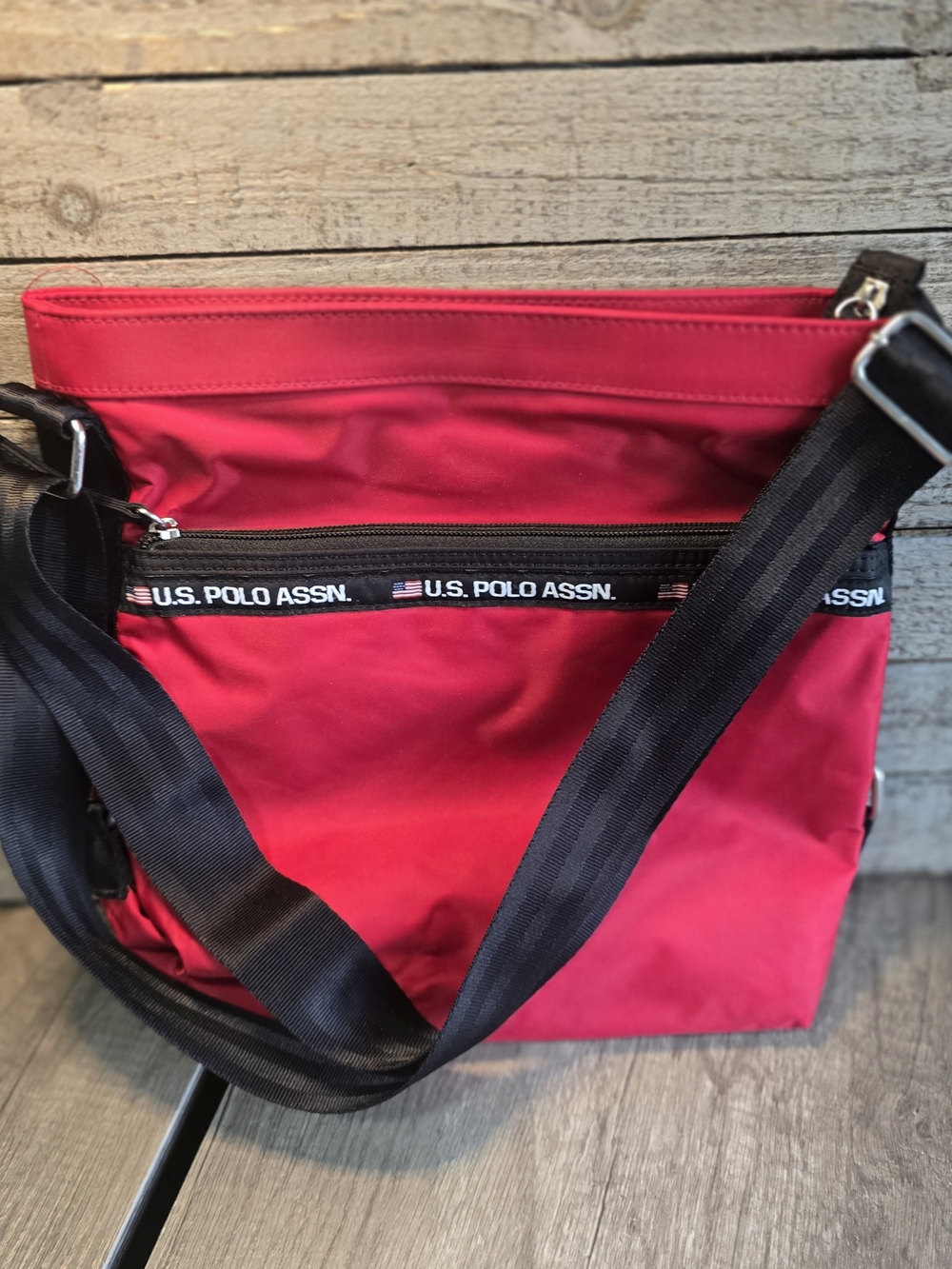 U.S. Polo Assn. Red Messenger Bag with Black Strap